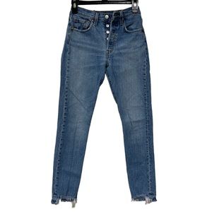 Levi Premium 501 Skinny Light Wash Button Up Jeans Size W 24 L 28